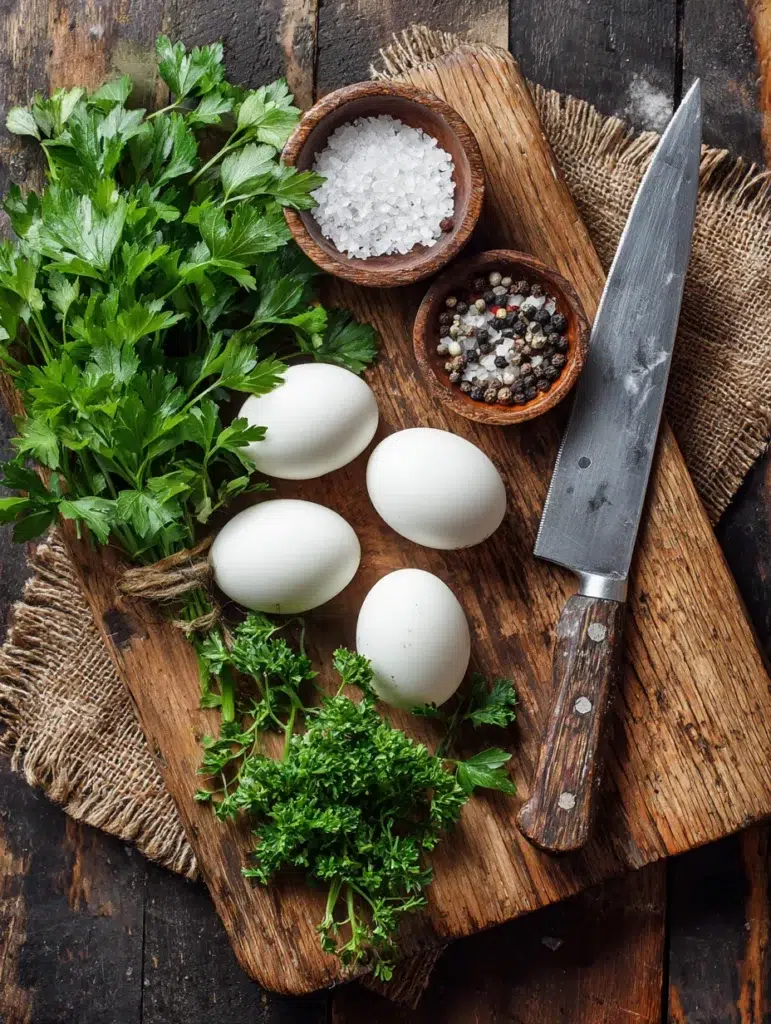 ingredientes para preparar ovo cozido com temperos naturais