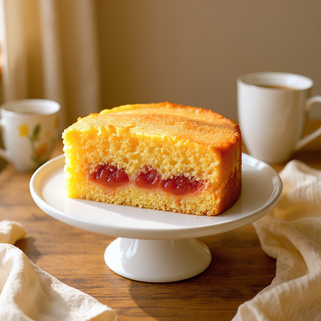 Bolo de Fubá com Goiabada - fatia