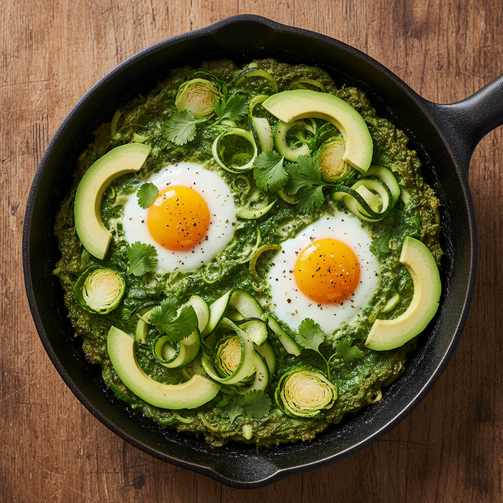 Green shakshuka: shakshuka verde cheia de verduras e ovos confiáveis — Hero