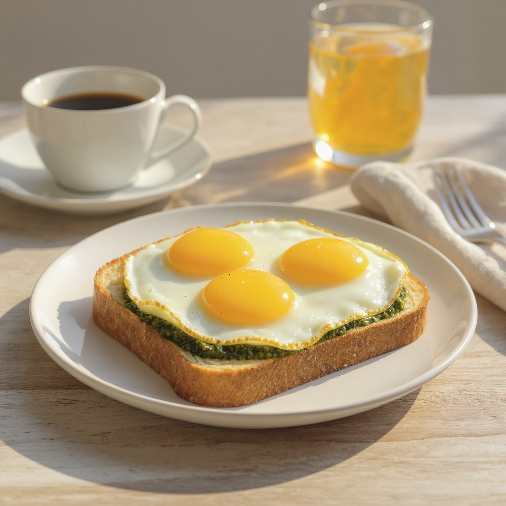 Pesto Fried Eggs - fatia