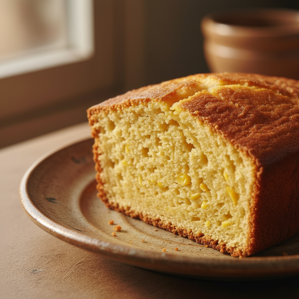 Bolo de Milho - macro textura de miolo e crosta - detalhes apetitosos da farinha de milho