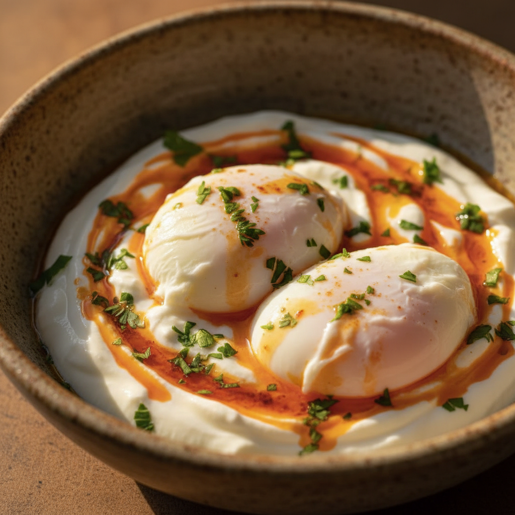 OVOS TURCOS - macro shot - ovos pochê cremosos com iogurte e temperos